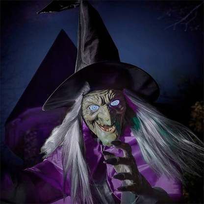 6-Foot Vliegende Heks Halloween Tuindecoratie – Angstaanjagend Buitenkunstwerk met Zweefeffect, Eenvoudige Opstelling