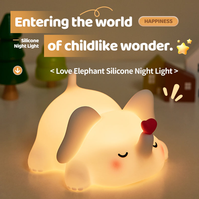 Squishy Silicone Liefde Olifant LED Nachtlamp - Perfect Cadeau voor Kinderen en Meisjes