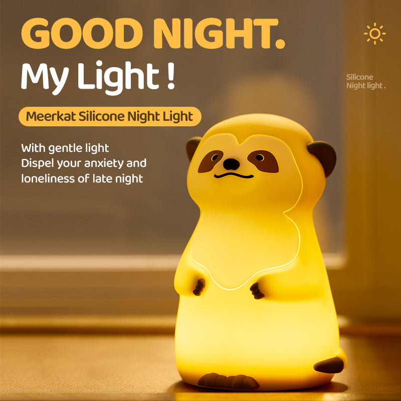Schattige Meerkat Silicone Squishy Nachtlamp Rond Mini Dierenlamp Perfect Cadeau