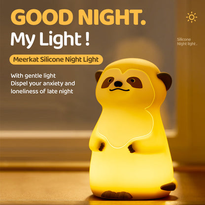 Schattige Meerkat Silicone Squishy Nachtlamp Rond Mini Dierenlamp Perfect Cadeau