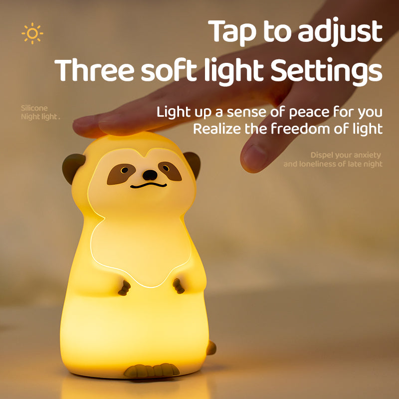 Schattige Meerkat Silicone Squishy Nachtlamp Rond Mini Dierenlamp Perfect Cadeau