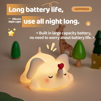 Squishy Silicone Liefde Olifant LED Nachtlamp - Perfect Cadeau voor Kinderen en Meisjes