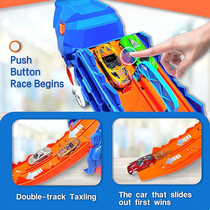 Vouwbare Dinosaurussen Transportauto Set - 2 Die-Cast Auto's voor Competitief Spel & Gemakkelijke Opslag