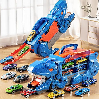 Vouwbare Dinosaurussen Transportauto Set - 2 Die-Cast Auto's voor Competitief Spel & Gemakkelijke Opslag