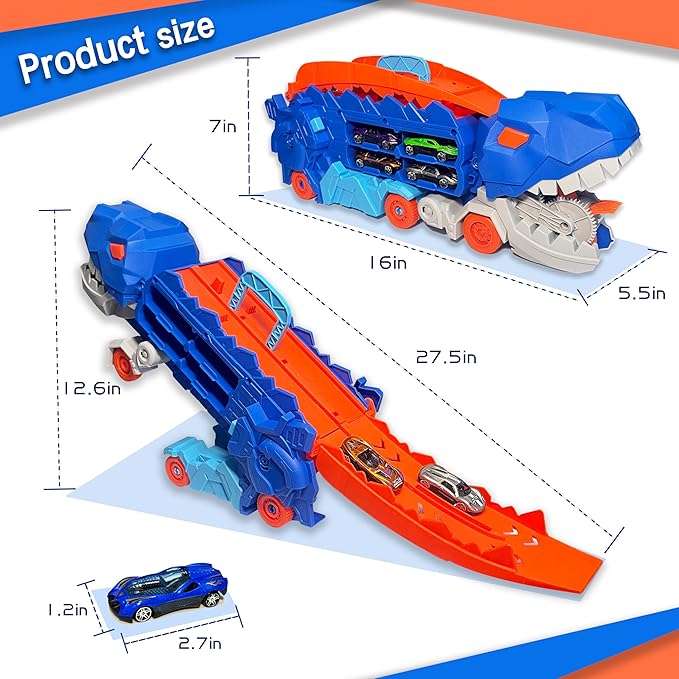 Vouwbare Dinosaurussen Transportauto Set - 2 Die-Cast Auto's voor Competitief Spel & Gemakkelijke Opslag