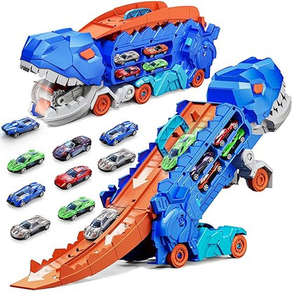 Vouwbare Dinosaurussen Transportauto Set - 2 Die-Cast Auto's voor Competitief Spel & Gemakkelijke Opslag