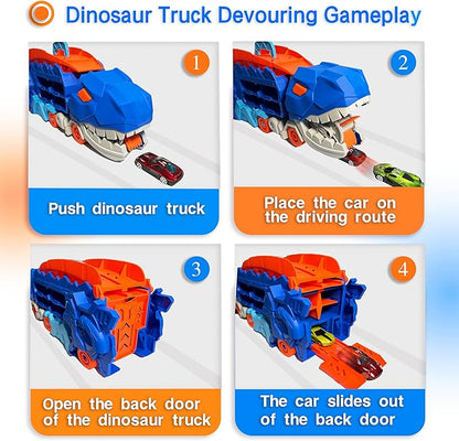 Vouwbare Dinosaurussen Transportauto Set - 2 Die-Cast Auto's voor Competitief Spel & Gemakkelijke Opslag