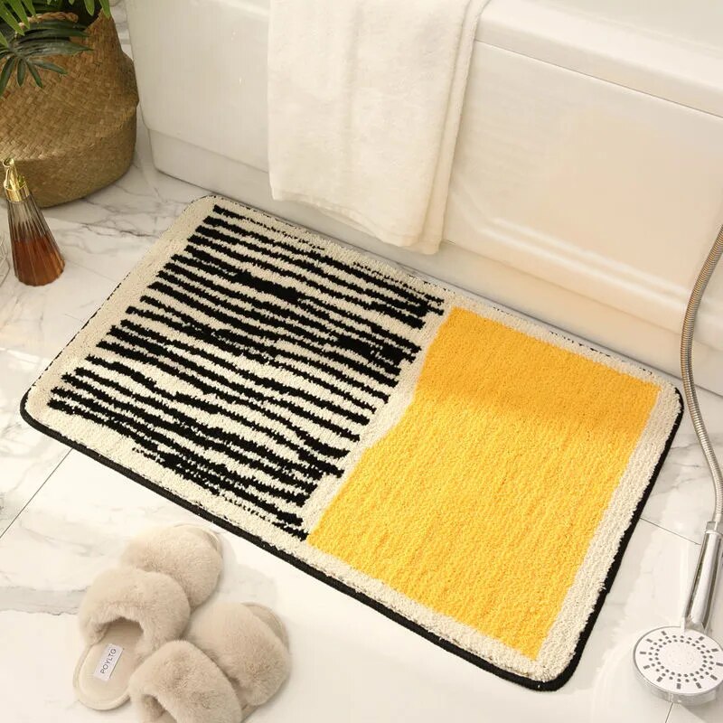 NordicFlow – Luxe Handgemaakte Badmat met Abstract Design voor Stijlvolle Badkamers