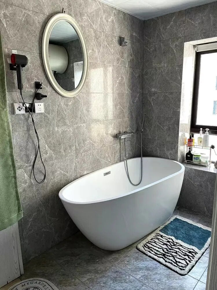 NordicFlow – Luxe Handgemaakte Badmat met Abstract Design voor Stijlvolle Badkamers