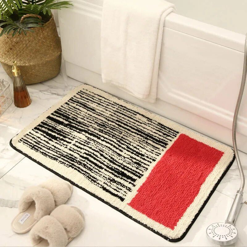 NordicFlow – Luxe Handgemaakte Badmat met Abstract Design voor Stijlvolle Badkamers