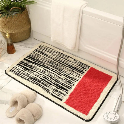 NordicFlow – Luxe Handgemaakte Badmat met Abstract Design voor Stijlvolle Badkamers