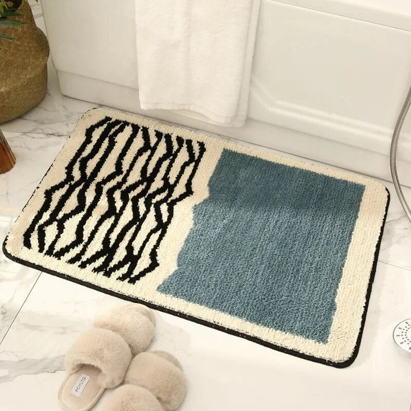 NordicFlow – Luxe Handgemaakte Badmat met Abstract Design voor Stijlvolle Badkamers
