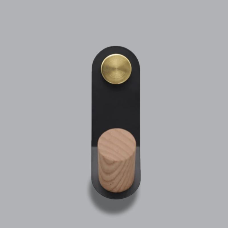 ScandiHook – Minimalistische Pastel Wandhaak met Eikenhout & Messing Accent