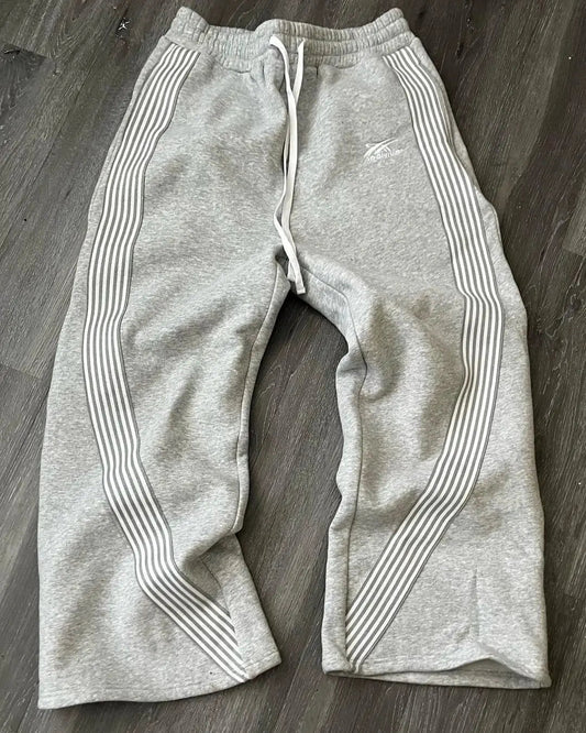 Ademende heren joggers – retro streep ontwerp, losse pasvorm, voor sport en vrije tijd
