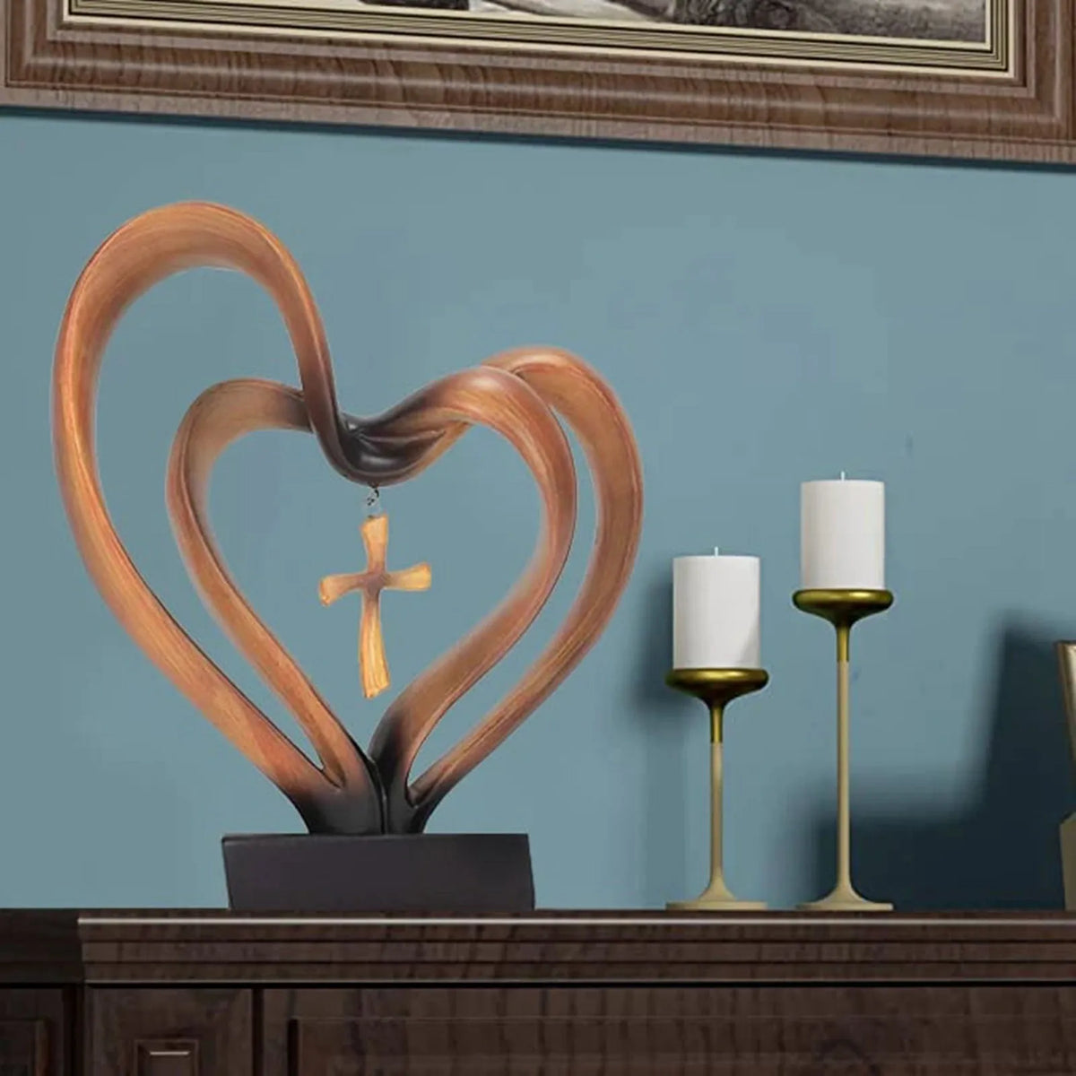 Huwelijk Neemt Drie - Verweven Hart & Kruis Tafel Accent