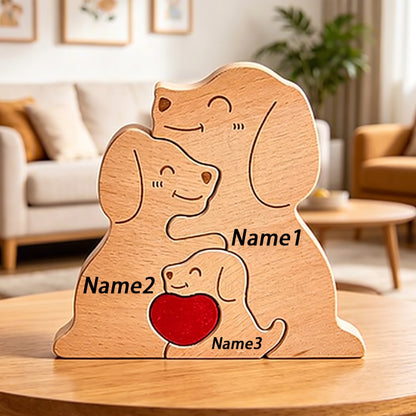 Wood Dog Family Puzzel