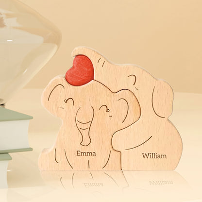 Wood Elephant Family Puzzel