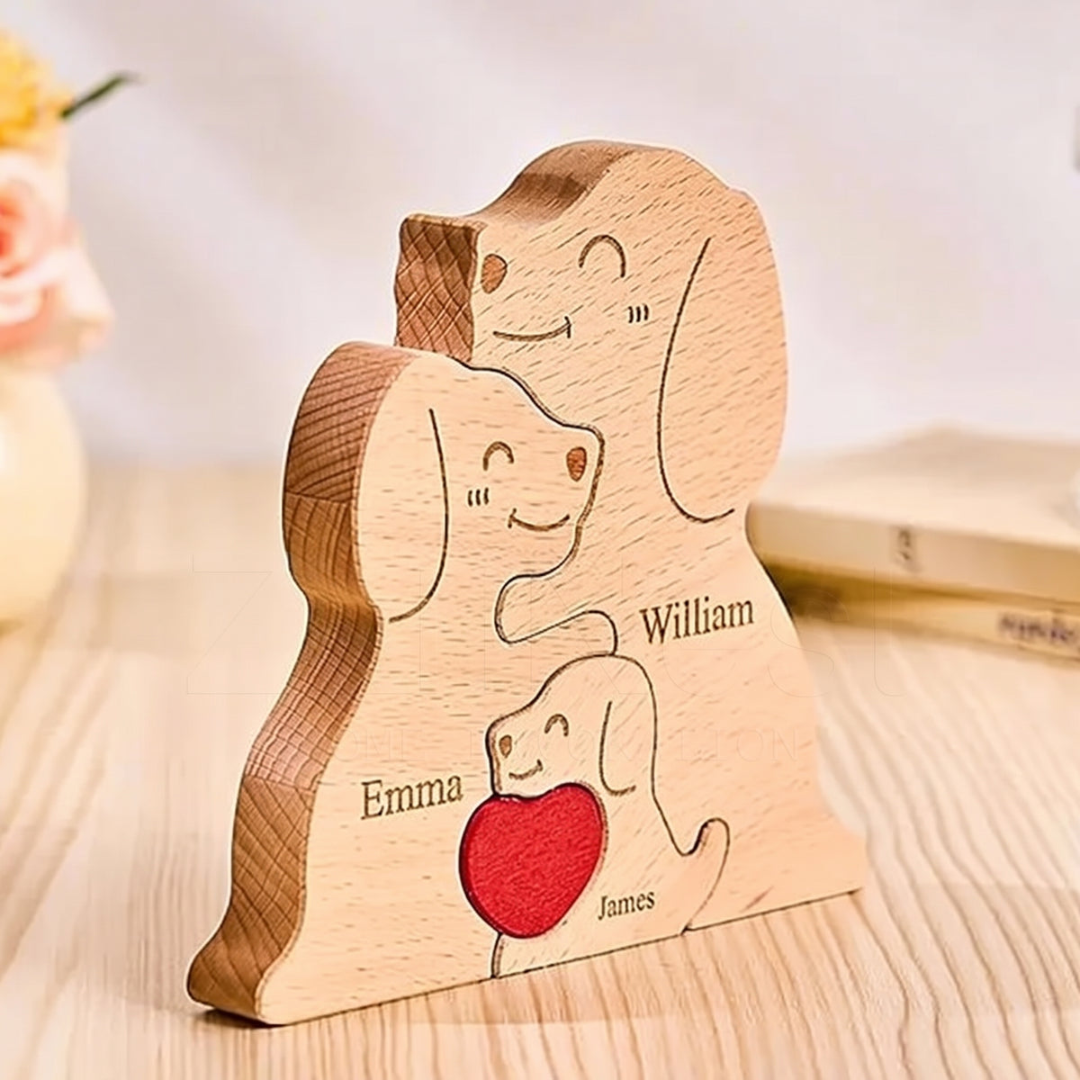 Wood Dog Family Puzzel