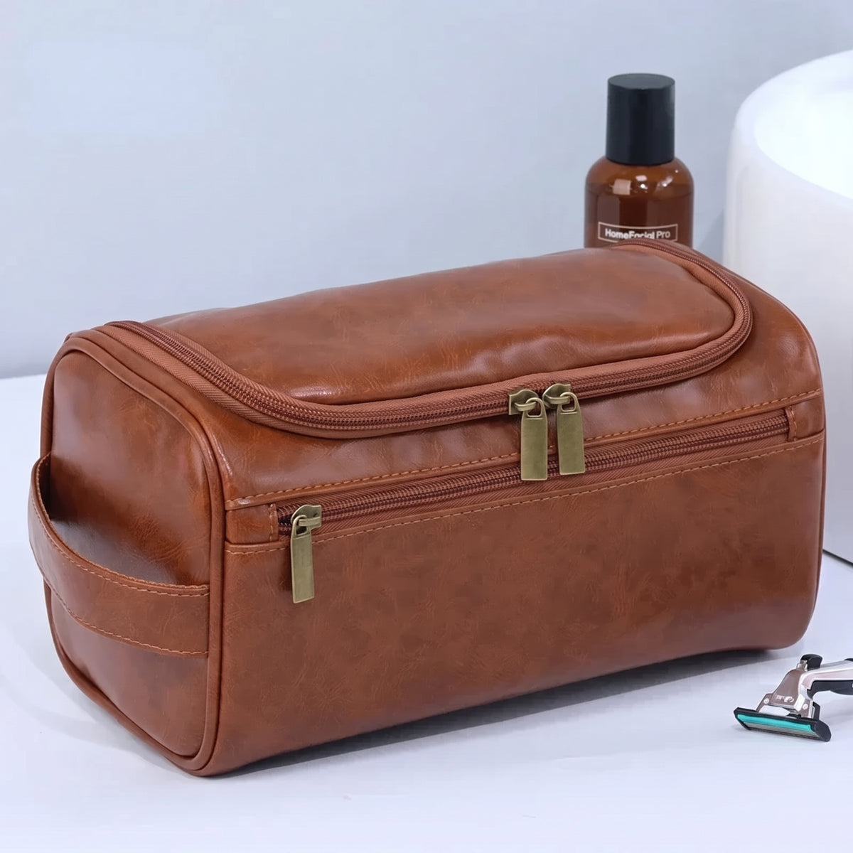 Hangende Toilettas voor Heren & Dames - Luxe PU-Lederen Dopp Kit