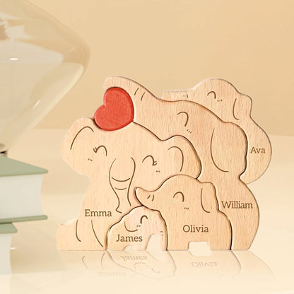 Wood Elephant Family Puzzel