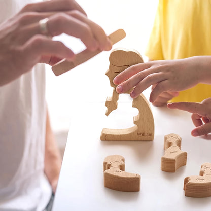 Wood Family Hug Puzzel