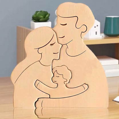Wood Family Hug Puzzel