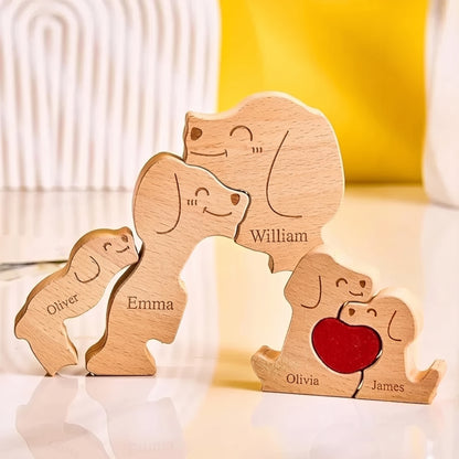 Wood Dog Family Puzzel