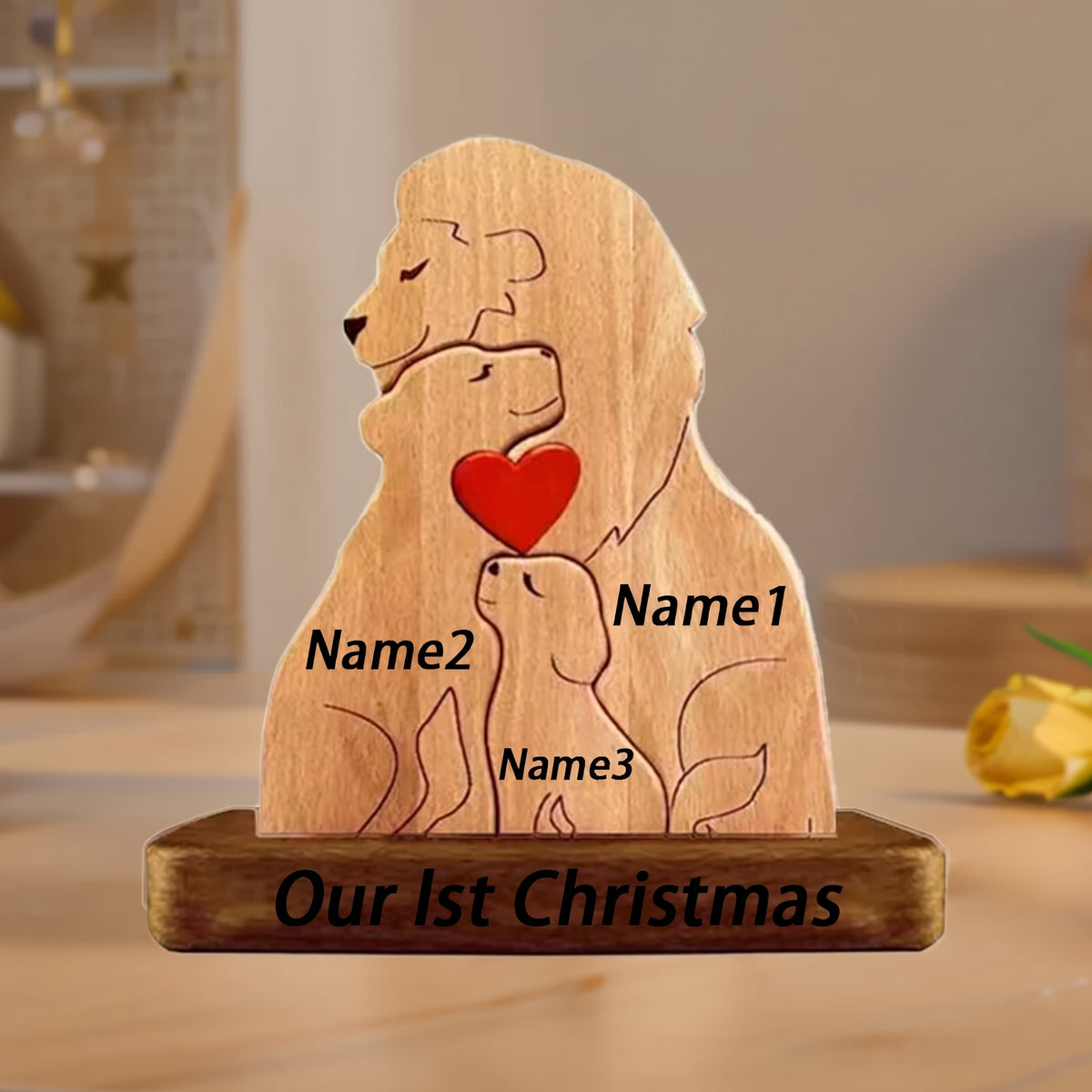 Wood Lion Family Puzzel