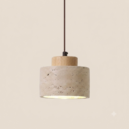 Natuurlijk Gele Travertijn Hanglamp | Wabi-Sabi Stenen Plafondlamp