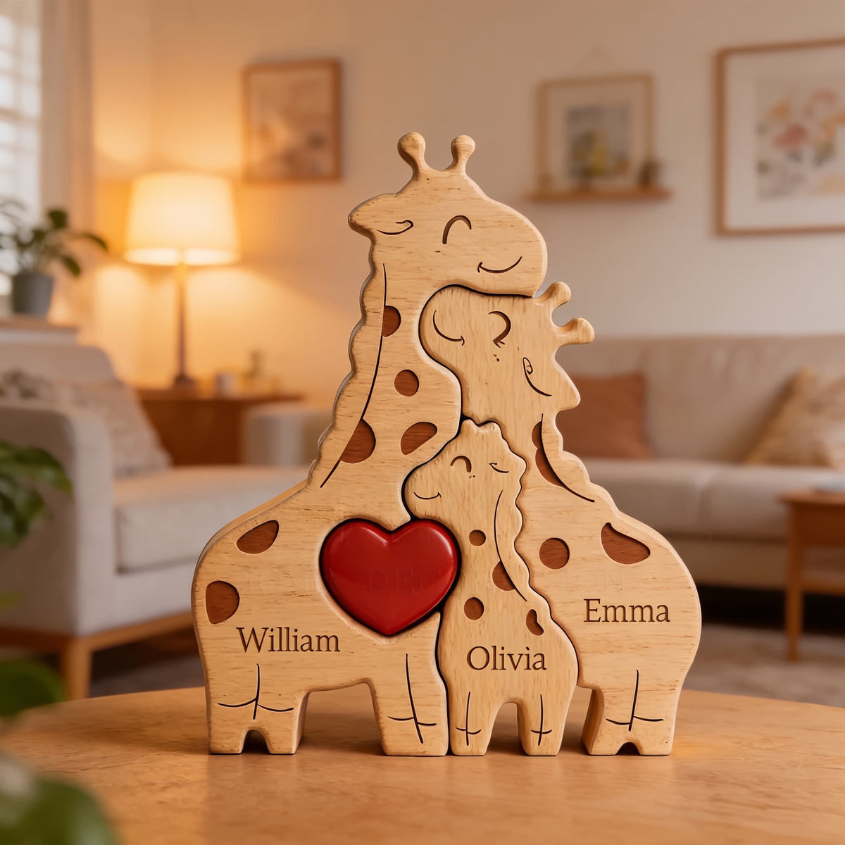 Wood Giraffe Family Puzzel