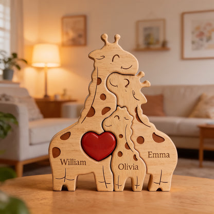 Wood Giraffe Family Puzzel