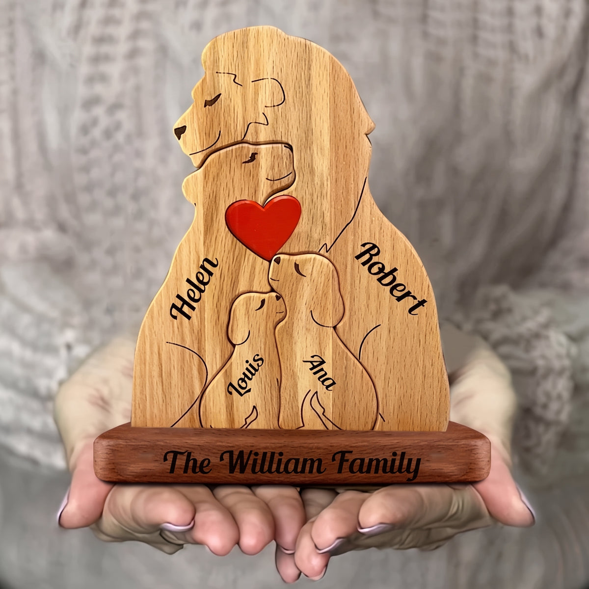 Wood Lion Family Puzzel