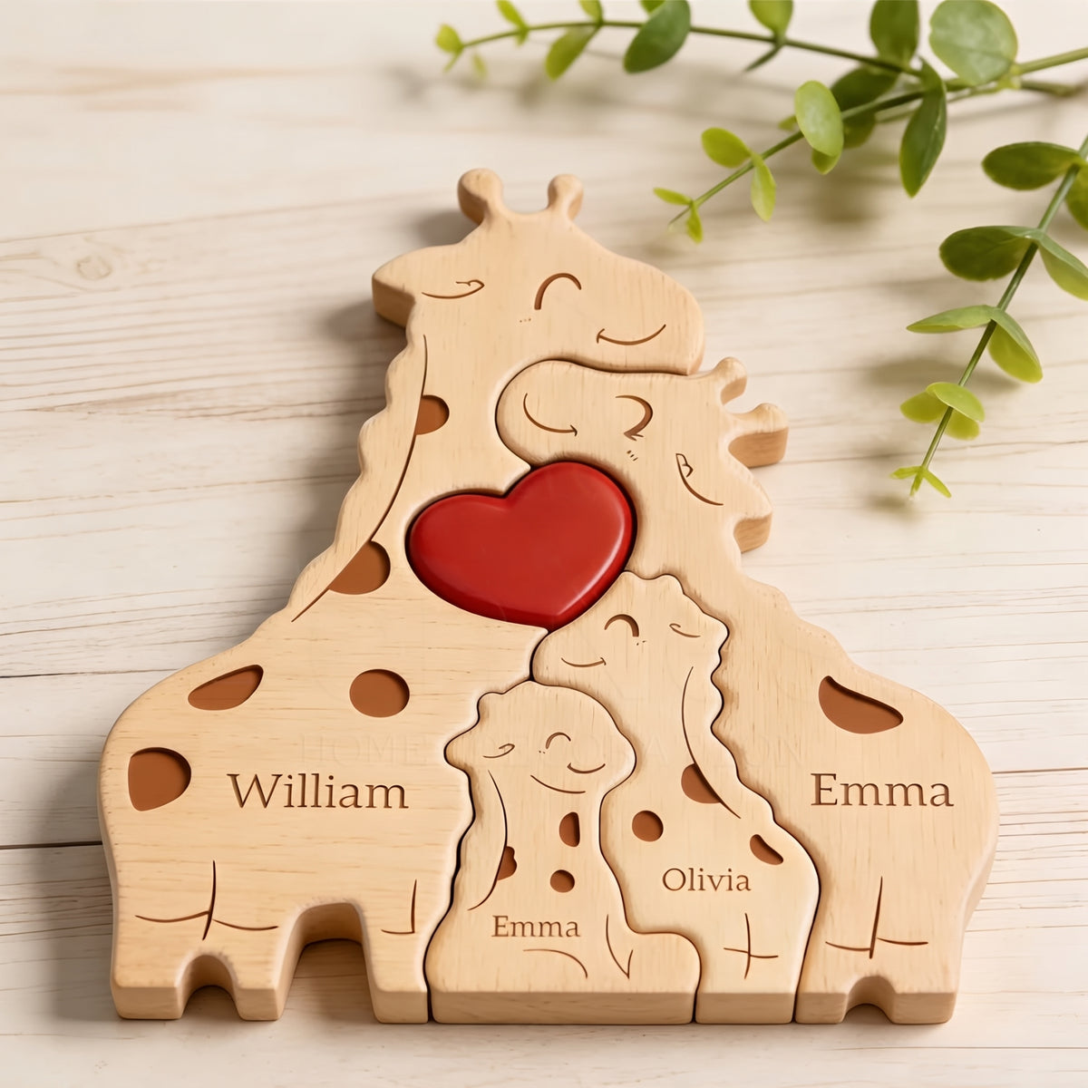 Wood Giraffe Family Puzzel