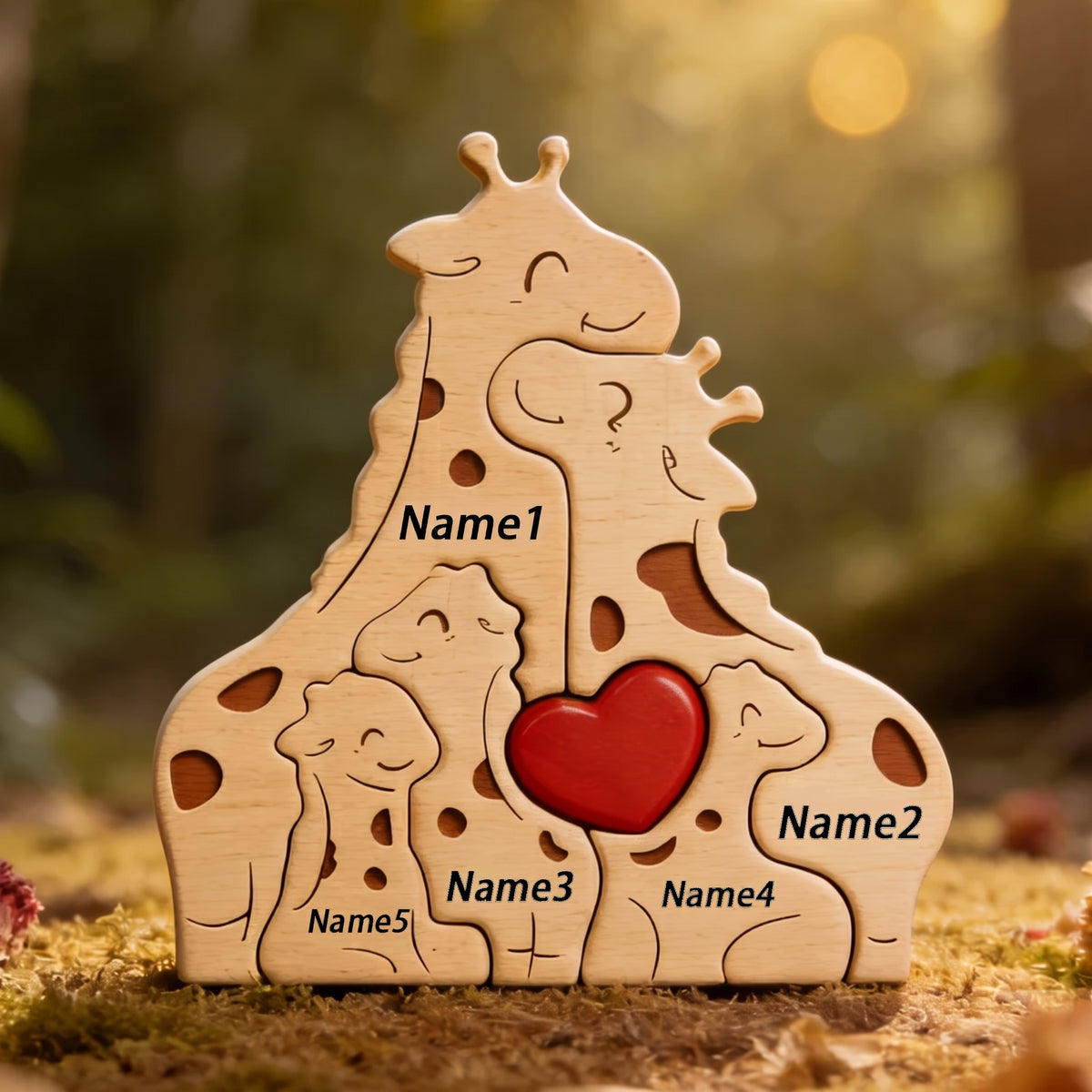 Wood Giraffe Family Puzzel