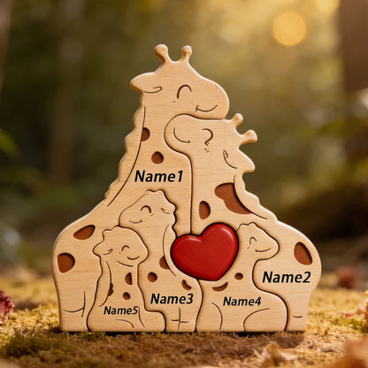 Wood Giraffe Family Puzzel