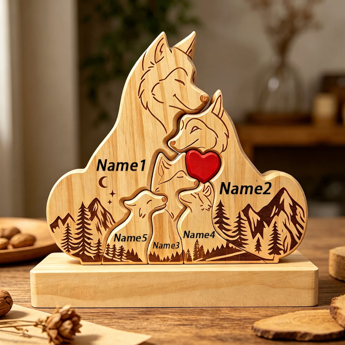 Wood Fox Family Puzzel