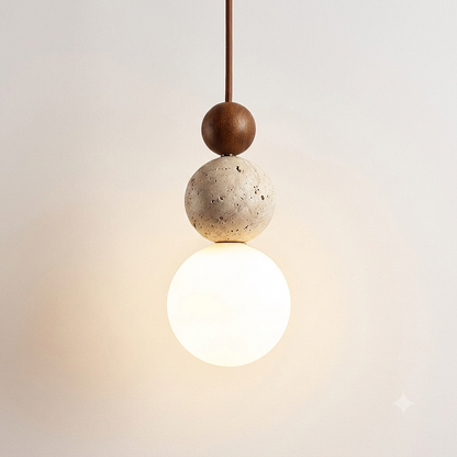 Luma Travertijn Hanglamp - Crèmestijl Natuurstenen Lamp
