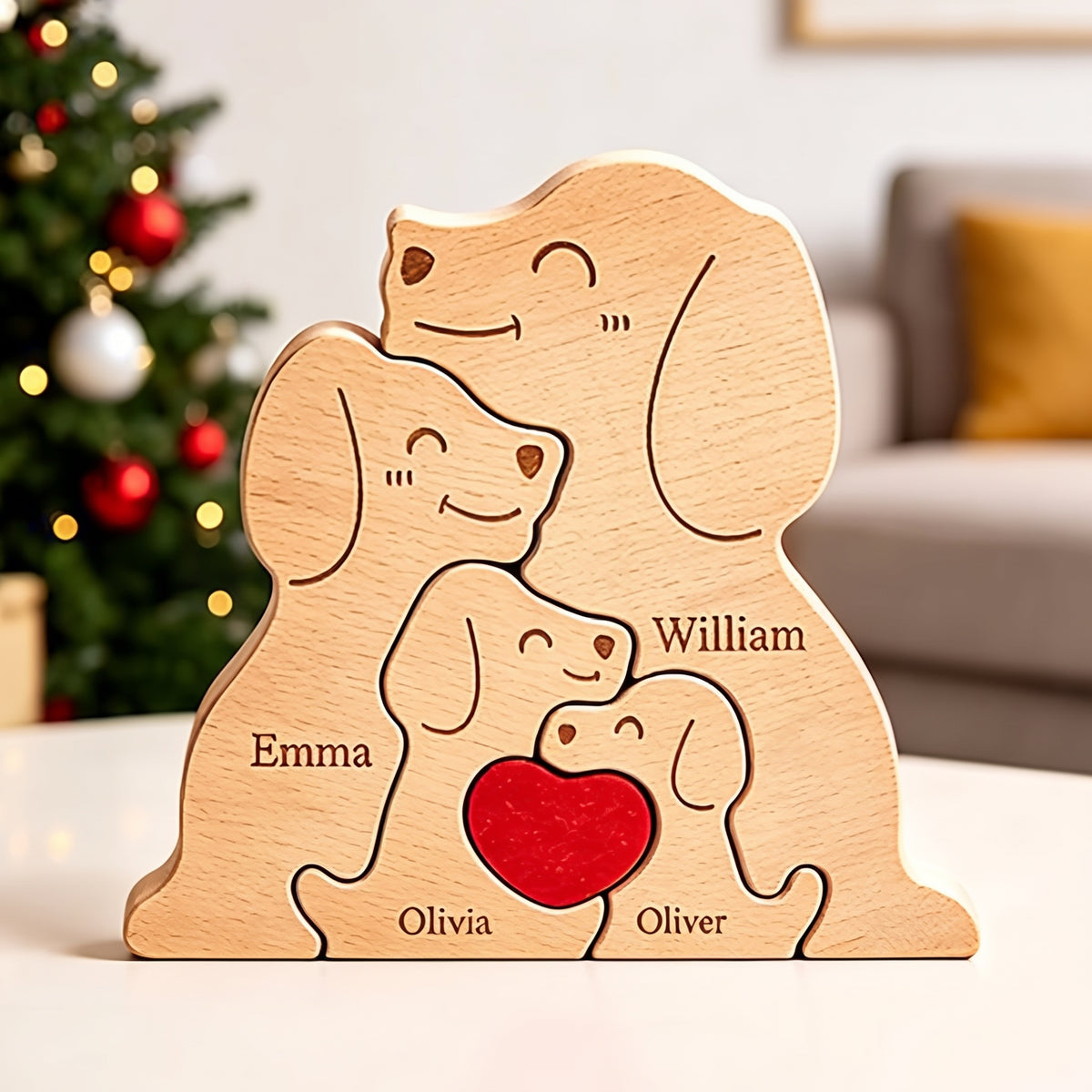 Wood Dog Family Puzzel