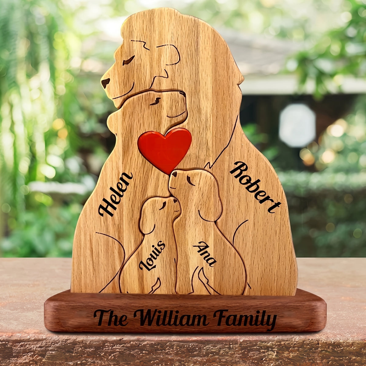 Wood Lion Family Puzzel