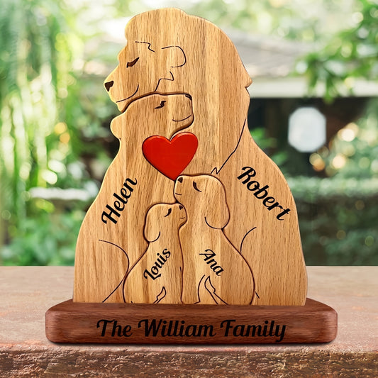 Wood Lion Family Puzzel