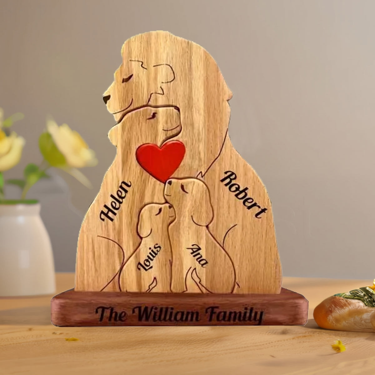 Wood Lion Family Puzzel