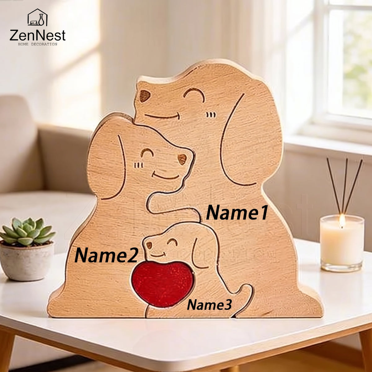 Wood Dog Family Puzzel