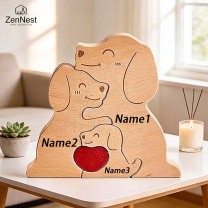 Wood Dog Family Puzzel