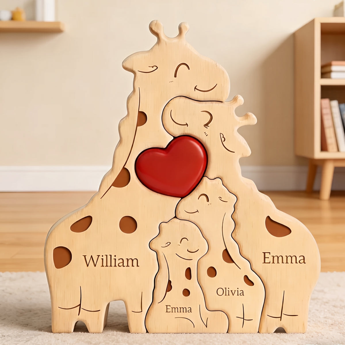 Wood Giraffe Family Puzzel