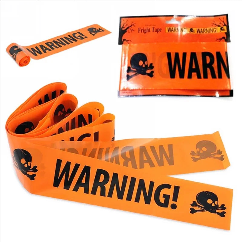 Halloween Doodskop Waarschuwingstape - Spookachtige Raam & Deur Prop