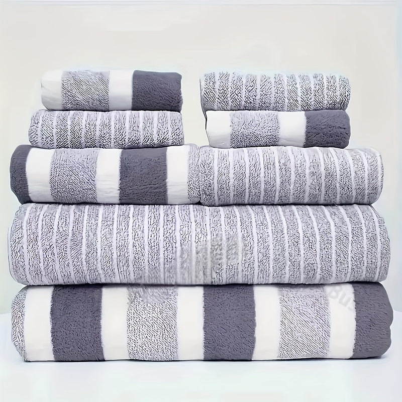 VeluSoft – Luxe 8-Delige Badhanddoeken Set van Zacht Koraalvlies voor Ultiem Comfort