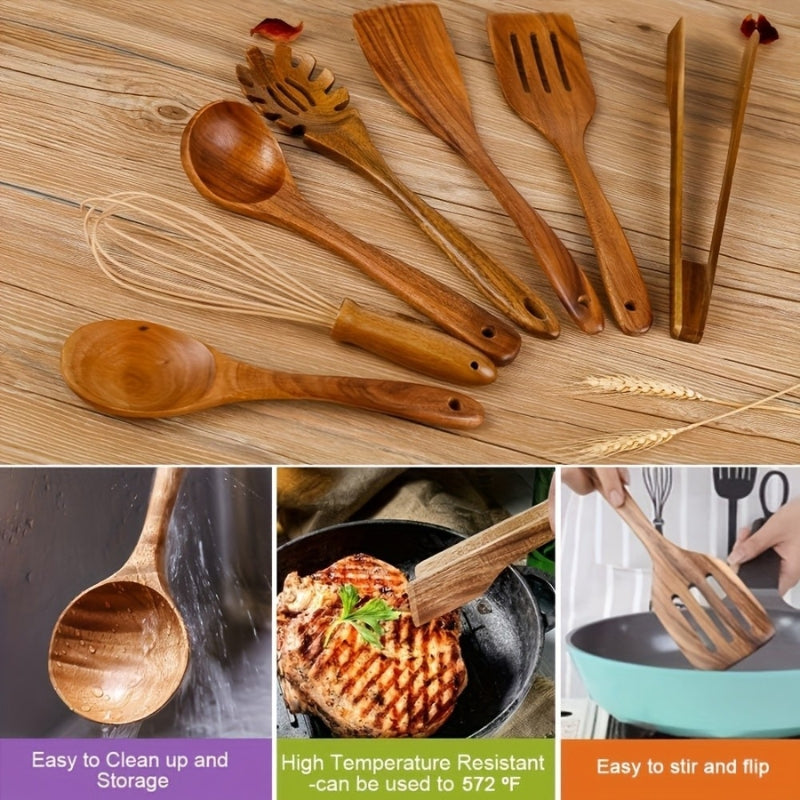 TerraChef – Luxe Houten Keukengerei Set (7-delig) voor Stijlvol & Veilig Koken