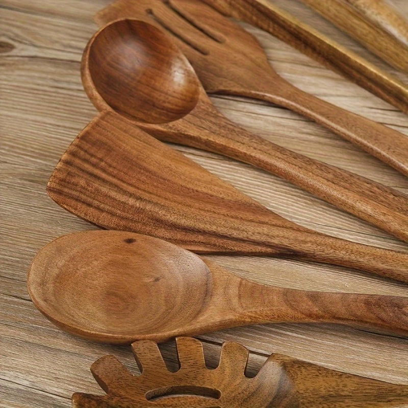 TerraChef – Luxe Houten Keukengerei Set (7-delig) voor Stijlvol & Veilig Koken