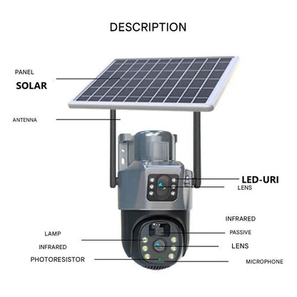 DualGuard Solar 4K - Draadloze beveiligingscamera met zonnepaneel en 360° rondomzicht