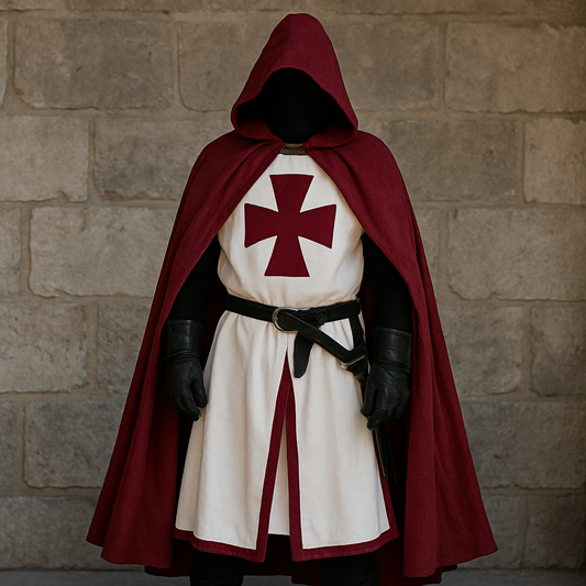 Ridders Templar Kruisvaarder Cosplay Kostuum - Authentieke Tuniek & Kaap Set voor Halloween